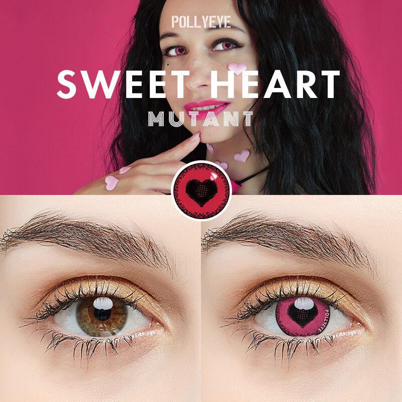 Mislens Official Store 1Pair 1Year Disposable Halloween Pupils Pink Heart  Lenses Color Contact Lenses For Eyes